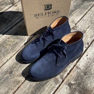 Calzature Belfiore Milano, Waterproof Suede Chukka Boots, Navy, size US 10